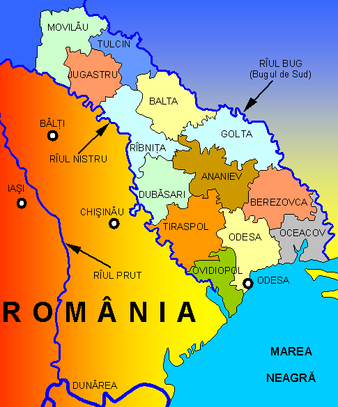 Harta judeţelelor din Transnistria