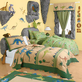 Dinosaur+Jungle+Quilt+Bedding dino+themed+bedrooms