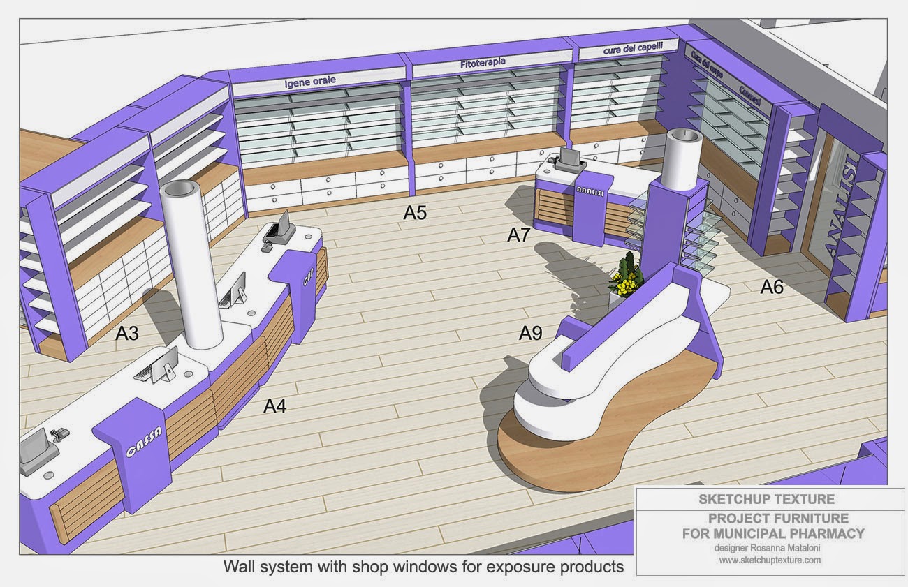 10 PHARMACY PROJECT Wall system with shop windows for exposure products