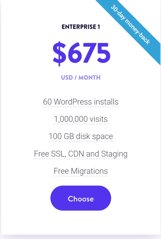 Kinsta Hosting plan Enterprise 1