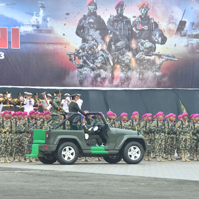 Prajurit Yonmarhanlan I Ikuti Upacara Peringatan HUT TNI ke-78 di Lapangan Astaka Medan