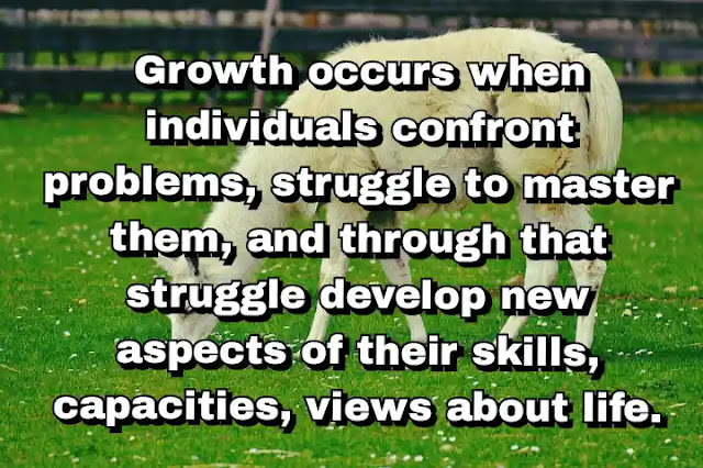 "Growth occurs when individuals confront problems, struggle to master them, and through that struggle develop new aspects of their skills, capacities, views about life." ~ Carl Rogers
