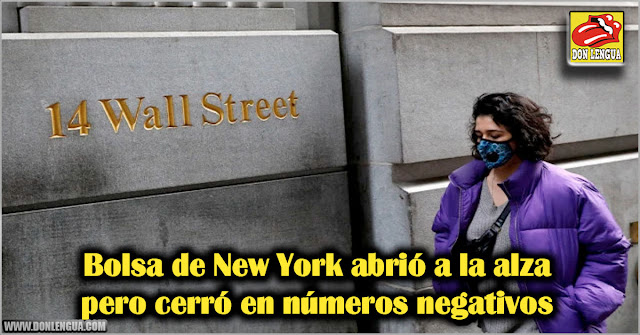 Bolsa de New York abrió a la alza pero cerró en números negativos