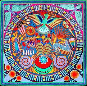 Huichol indian yarn painiting