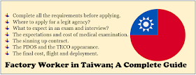 Applying as Factory Worker in Taiwan; A complete Guide 