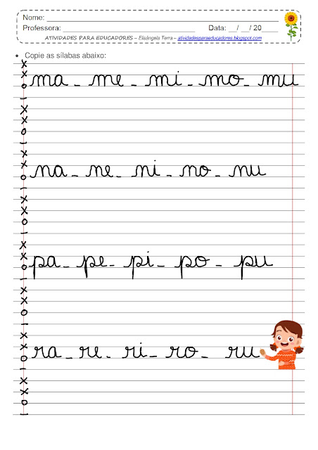 Letra cursiva - Sílabas simples