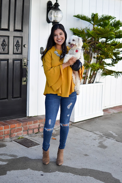 Gozon Mary Solid Ruffle Top - Mustard