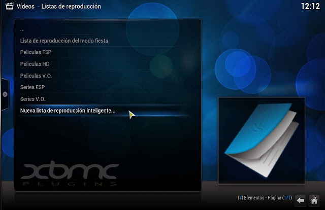 como crear una lista inteligente en KODI