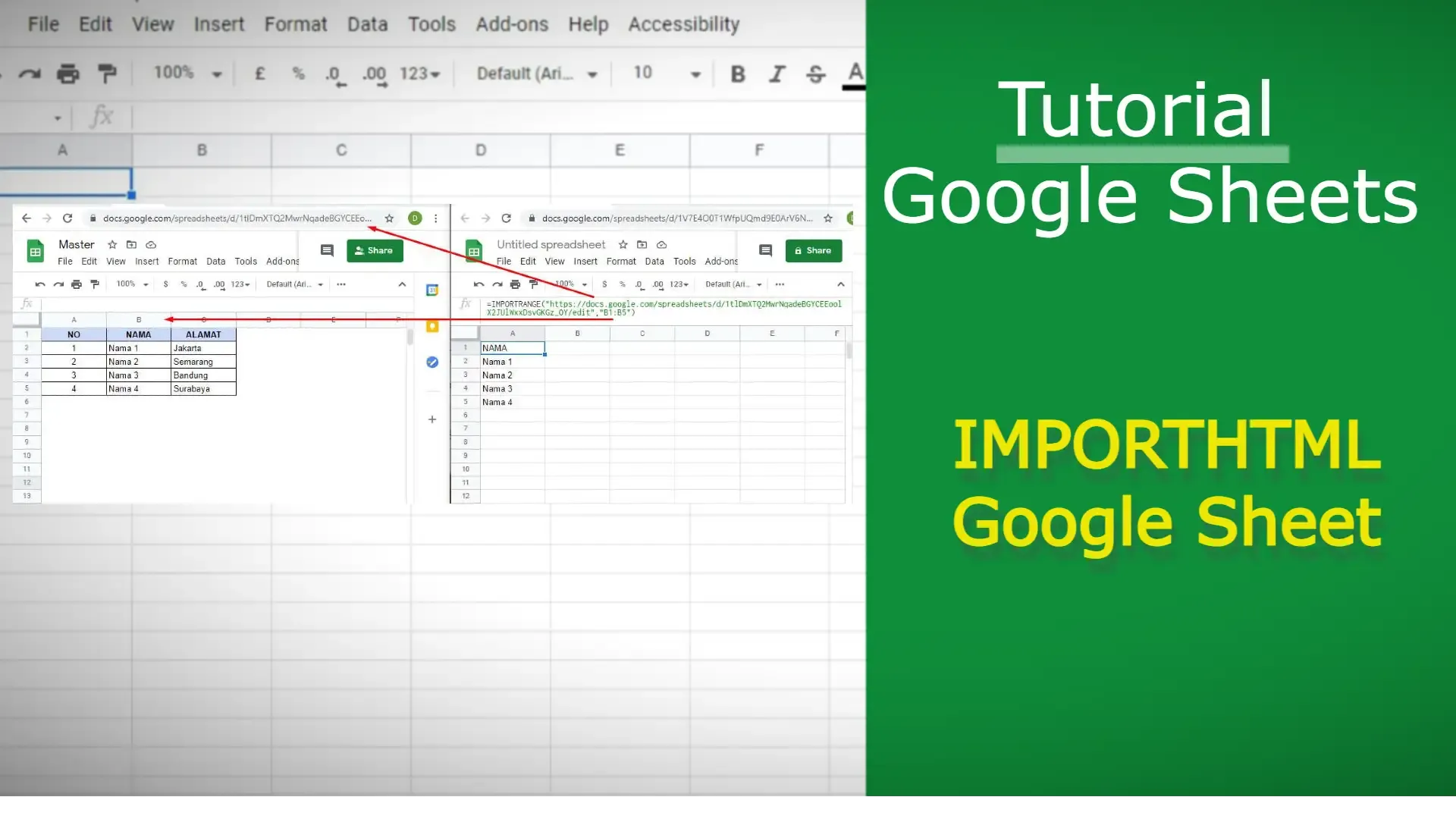 sampul Importrange Untuk Ambil data dari file spreadsheet lain di Google Sheett