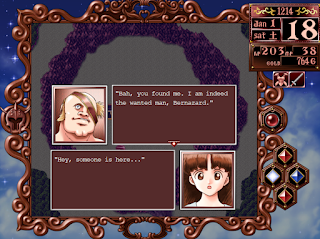 The daughter runs into Bernazard, a bandit in the Eastern Woodland of Princess Maker 2.
