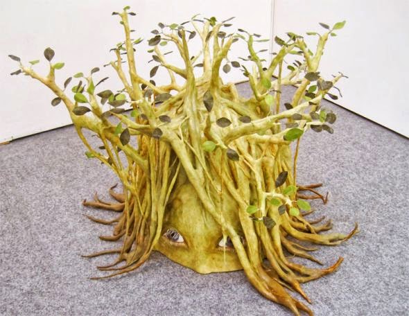 Yui Ishibari sculptures surreal disturbing children taken by plants bizarre nature