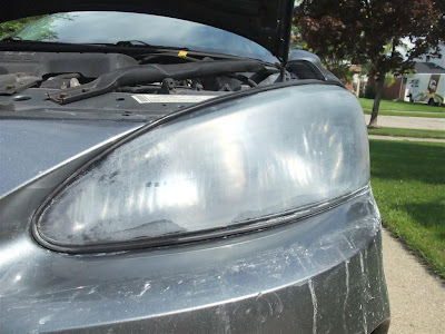 fogged headlights, sand, light, car