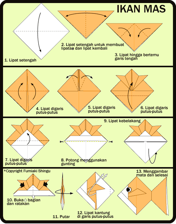  Cara  Membuat Origami  IKAN  MAS Untuk Anak