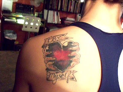 love myself tattoo on boys back