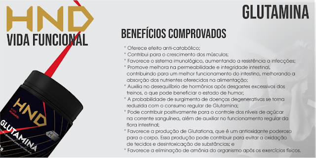 Linha Suplementar HND Vida Funcional - Glutamina - Benefícios Comprovados