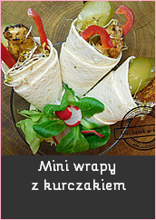 Mini wrapy z kurczakiem tortilla sałatka w tortilli przekąski sałatka na wynos przepis mechanik w kuchni filet z kurczaka ogórek papryka kiełki 