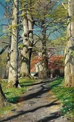 A path between trees painting Peder Mork Monsted