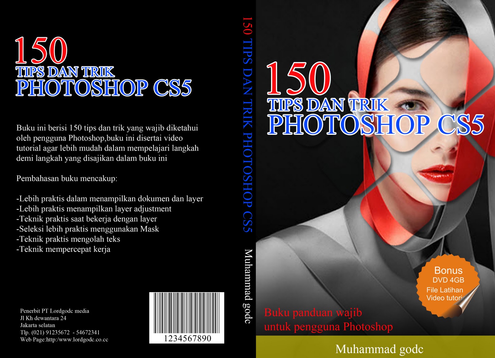 Desain cover buku dengan Photoshop dan Corel draw.