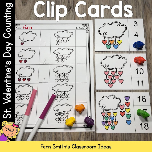 Click Here for the February St. Valentine's Day Counting Clip Cards