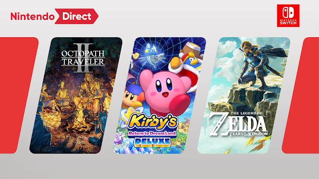 nintendo direct september 2022 switch games fire emblem engage it takes two fatal frame mask of the lunar eclipse xenoblade chronicles 3 front mission 1 and 2 remake story of seasons a wonderful life splatoon 3 octopath traveler 2 fae farm theatrhythm final bar line mario + rabbids: sparks of hope rune factory 3 special atelier ryza 3 alchemist of the end & the secret key mario kart 8 deluxe pikmin 4 harvestella bayonetta 3 resident evil village kirby's return to dream land deluxe the legend of zelda tears of the kingdom totk trailer