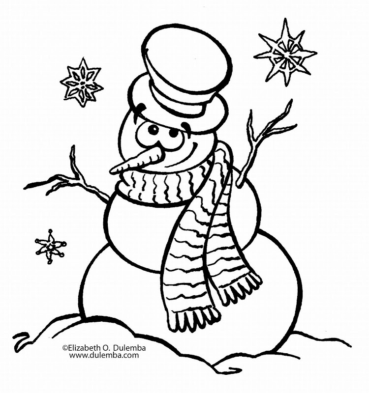 New Year Snowman Coloring Pages, New Year Snowman Printables title=