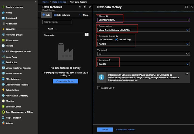 create new data factory