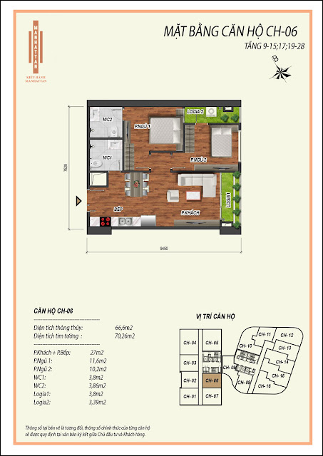 Mặt bằng thiết kế căn hộ Manhattan Tower 21 Lê Văn Lương