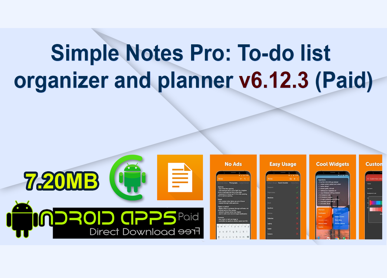 Simple Notes Pro: To-do list organizer and planner v6.12.3 (Paid)