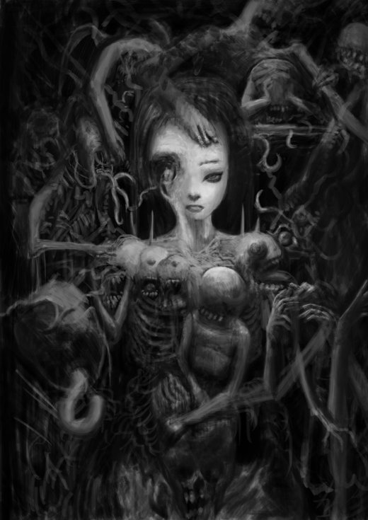 Delic Saike deviantart artstation arte ilustrações sombrias terror infernal hp lovecraft hr giger