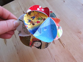 recycled folded Christmas card ornament