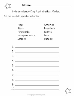 4th of July ABC worksheet