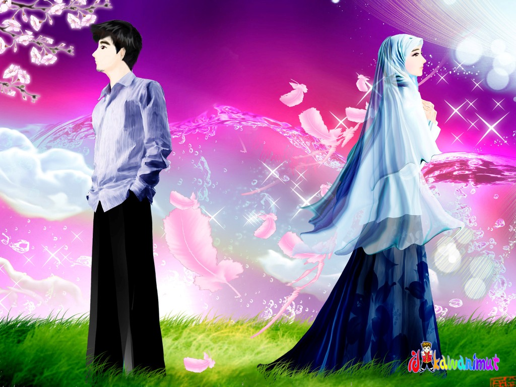 Gambar Kartun Muslimah Romantis Berpasangan Gambar Kartun