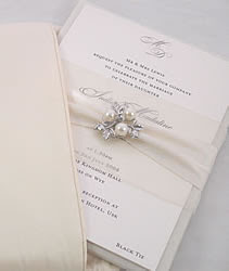 Silver Wedding Invitations With Elegant Ribbon