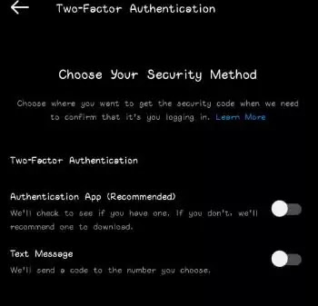 Two-Factor Authentication in Instagram