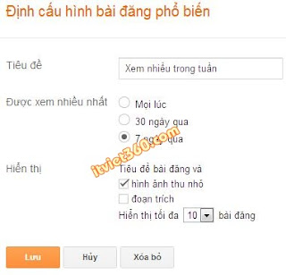 Định cấu hình bài đăng phổ biến, thủ thuật blogspot