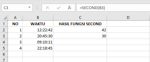 Fungsi SECOND: Kegunaan, Contoh, dan Tutorial di Microsoft Excel