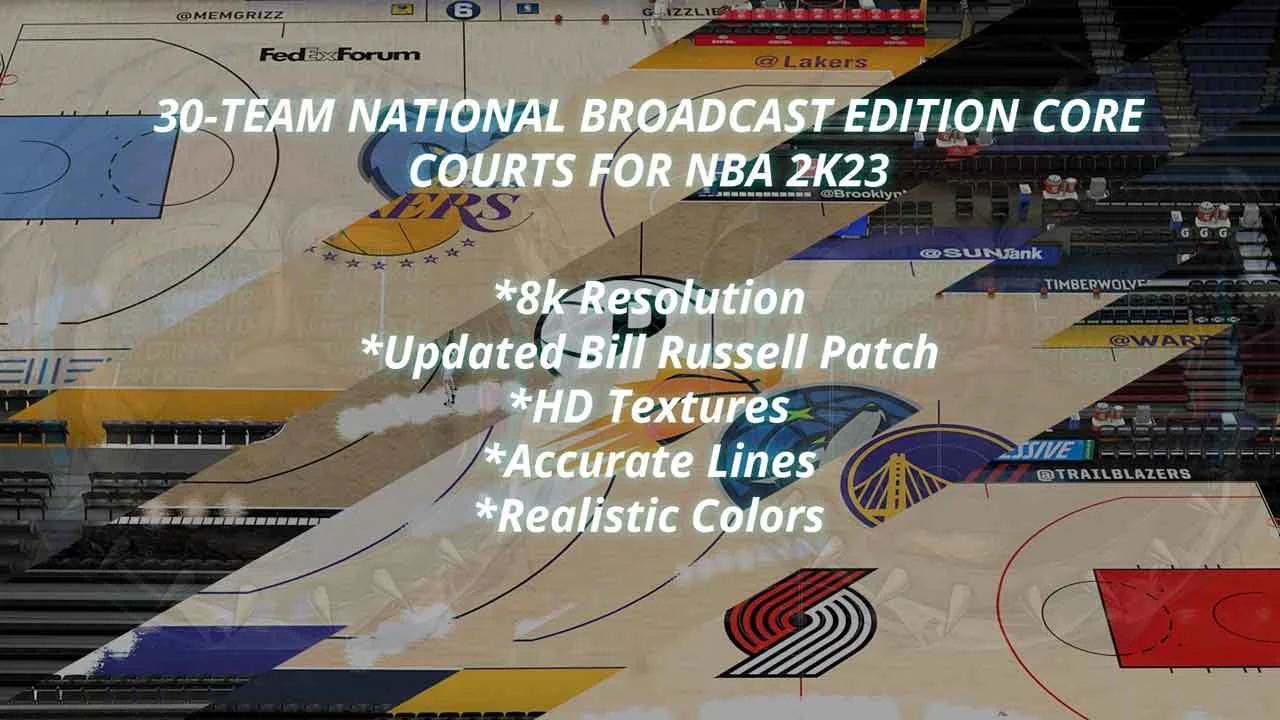 NBA 2K23 Realistic 8K Courts 30 Teams (National Broadcast Edition)