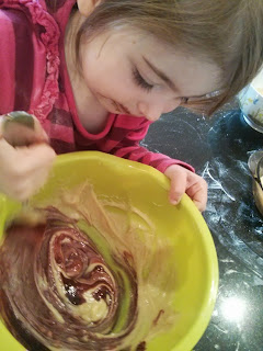 mixing the cake mix
