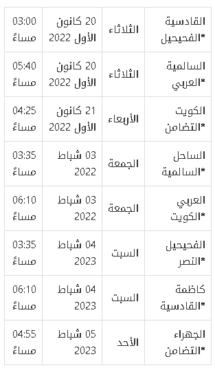 مواعيد مباريات دوري زين الكويتي 2023