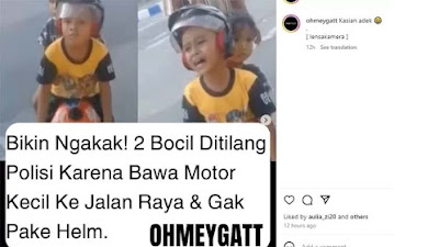 Viral Video Bocil TK Bawa Motor Ditilang Polisi, Jawaban si Bocah Bikin Netizen Jadi Gemes