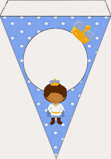 Afro Baby Prince Free Printable Invitation, Banner and Cone.