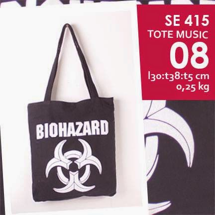 jual online tote bag kanvas murah tema music logo grup band biohazard