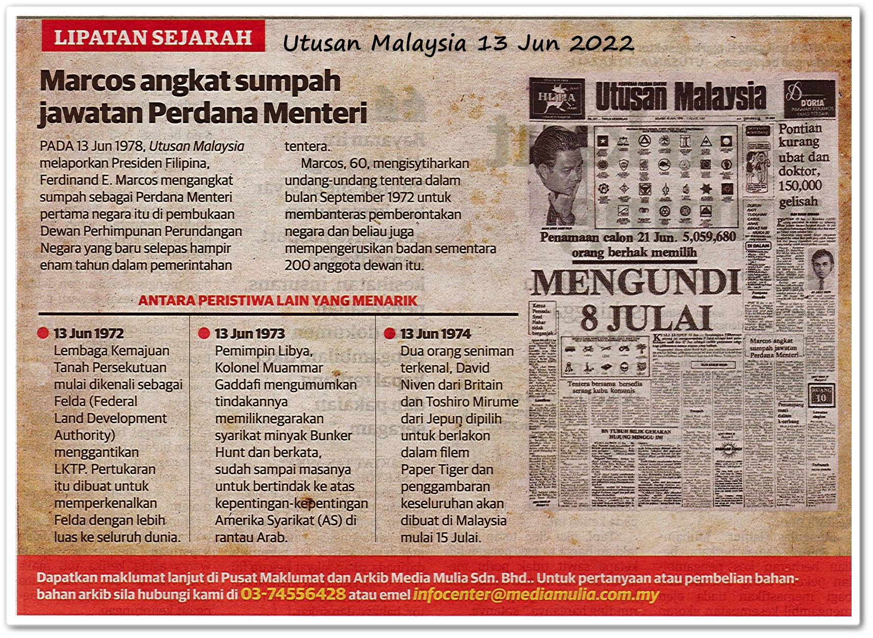 Lipatan sejarah 13 Jun - Keratan akhbar Utusan Malaysia 13 Jun 2022