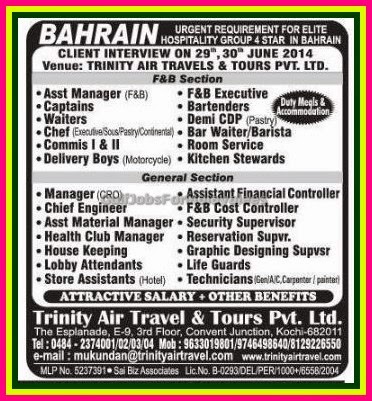 Elite Hospitality Group Job Vacancies for 4 star Hotel in Bahrain