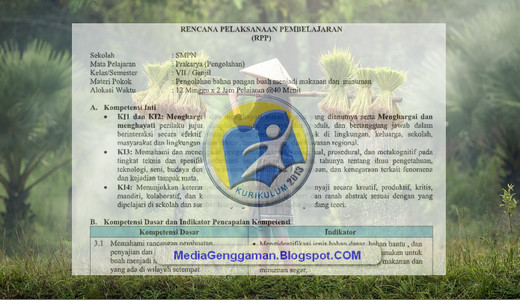 RPP Prakarya SMP Kelas 7 K13 / Kurikulum 2013; Media Genggaman