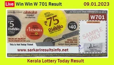 Kerala Lottery Result 09.01.2023 Win Win W 701