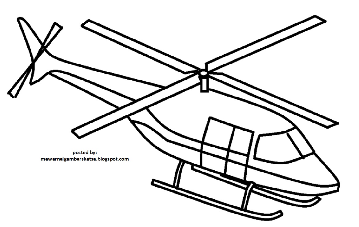 Mewarnai Gambar Mewarnai Gambar Sketsa Helikopter 1