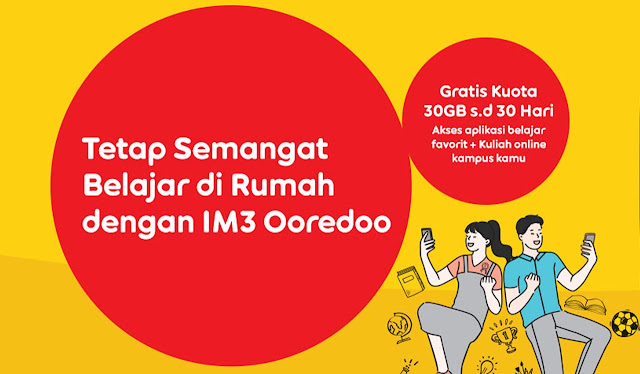 Cara Mengaktifkan Kuota 30GB Gratis di IM3 Ooredoo Untuk Belajar di Rumah