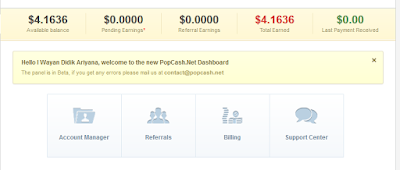 Cara Mendaftar dan Mendapatkan Dollar dari Iklan PopCash melalui Blog