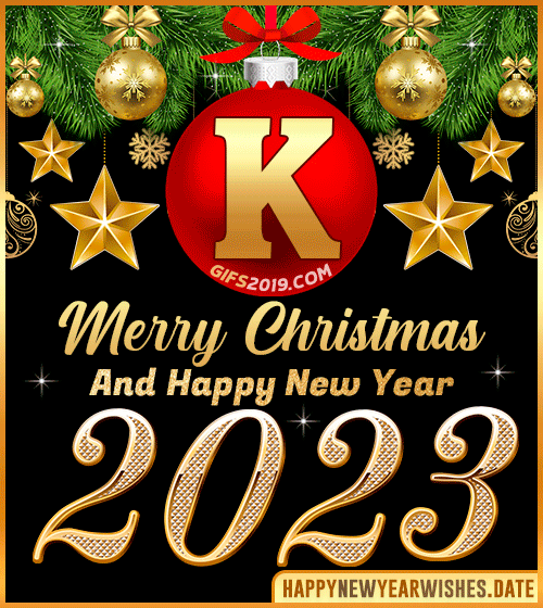 Names with Happy New Year gif 2023 that starts with the letter K